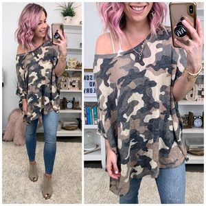 Knit Camo Short Sleeve Top
